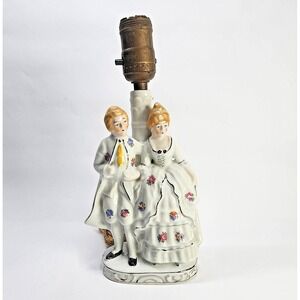 VTG MIKORI WARE  Porcelain Boudoir Dancing Courting Couple Figural Lamp Japan